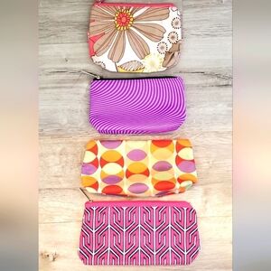 Clinique Lot Of 4 Colorful Floral & Geometric Print Makeup Cosmetic Travel Bags